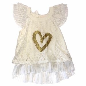 Little Lass Lace with Gold Heart Shirt 2T